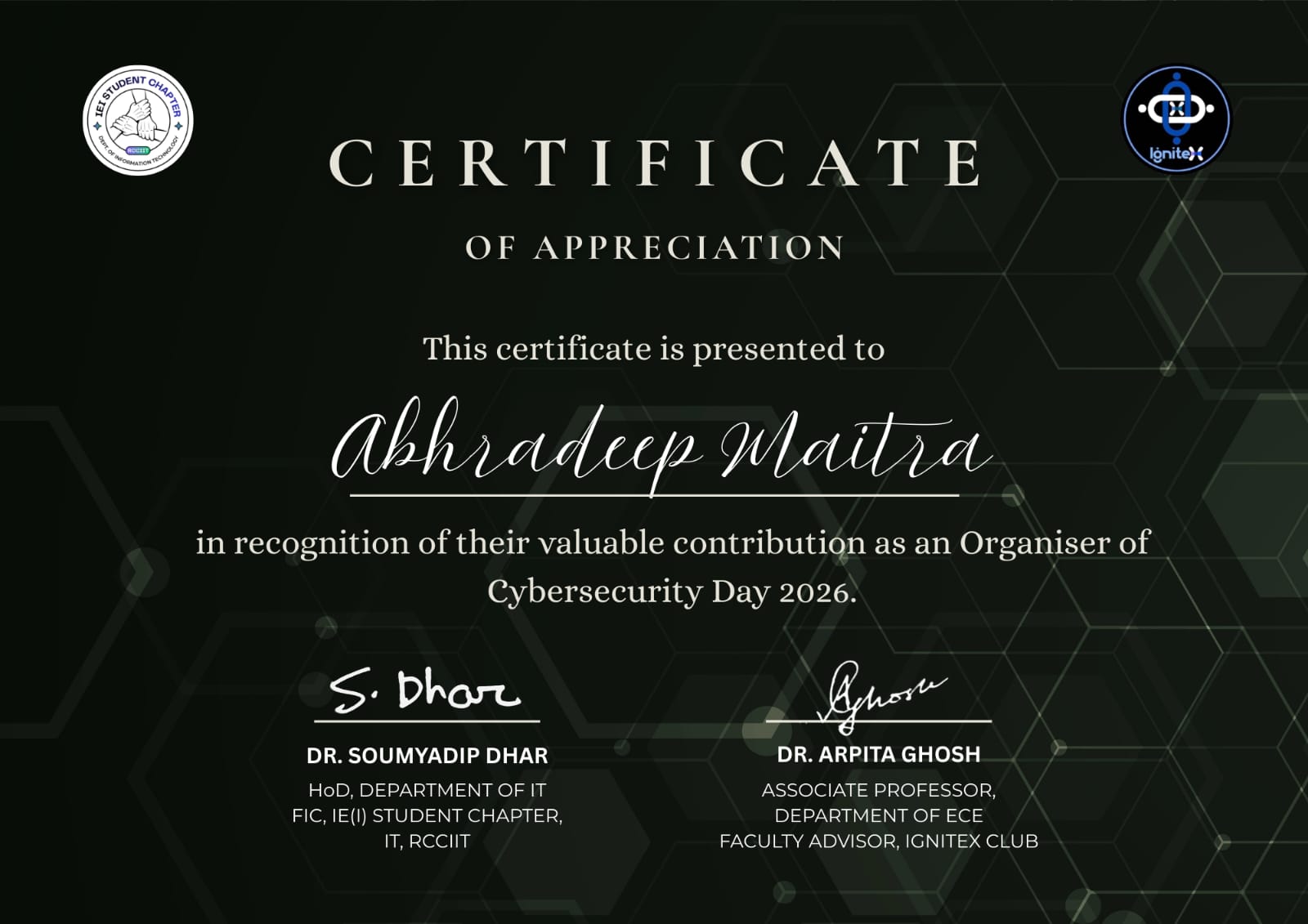 Certificate of Appreciation